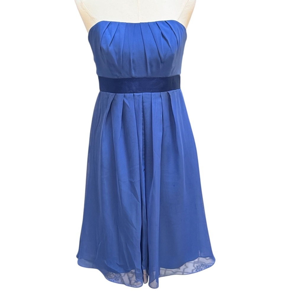 After Six Periwinkle Blue Strapless Chiffon Bridesmaid Dress Size 6